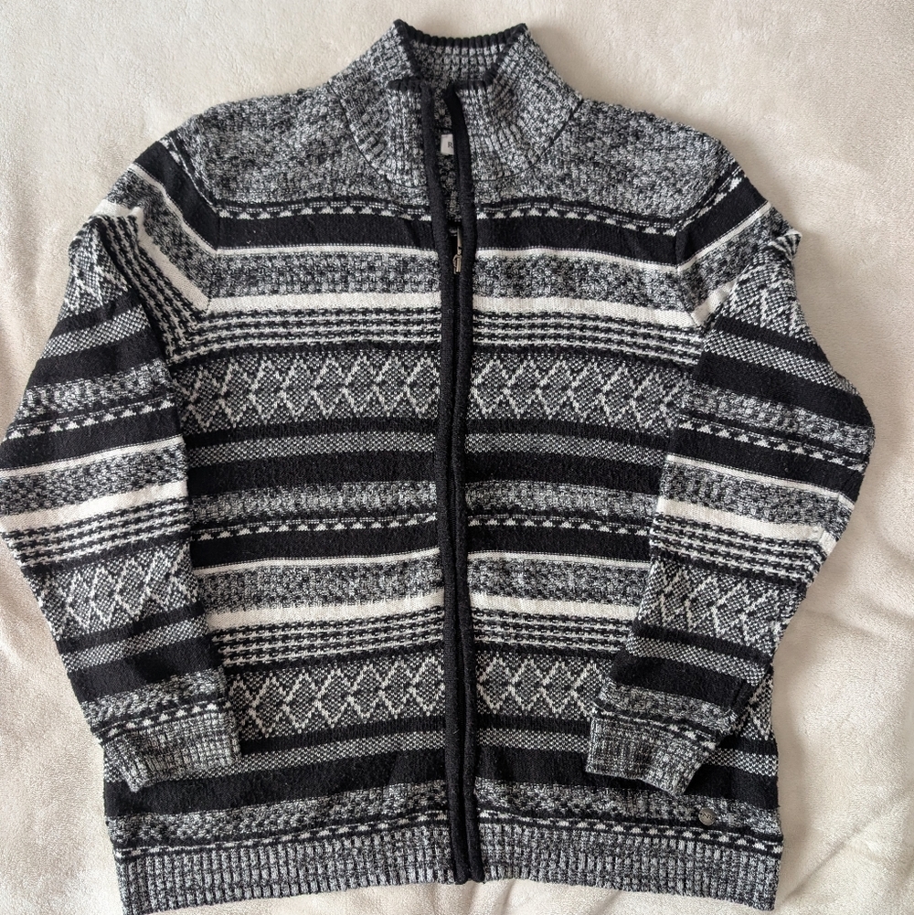 Northern Reflections Black and White Striped Cardigan